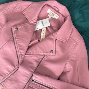 Pink faux “leather” jacket